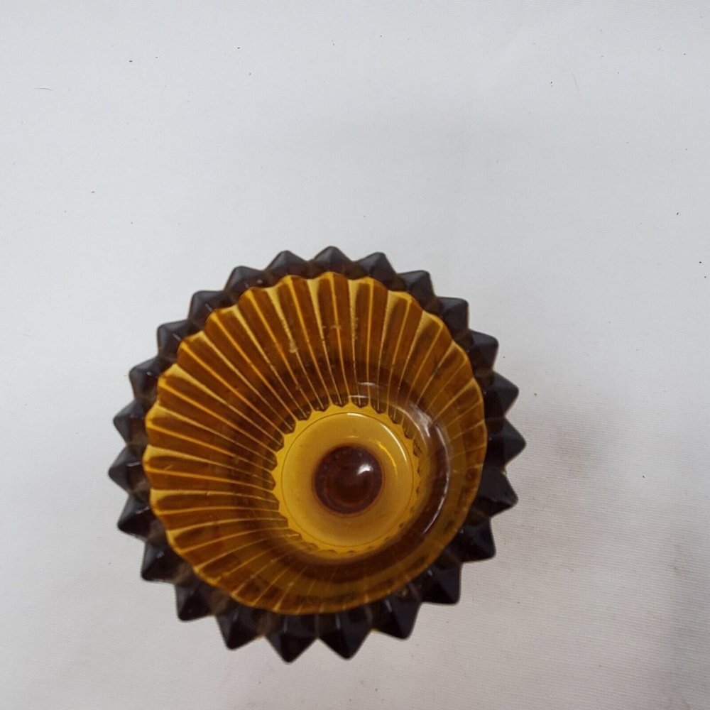 Homco Amber Ribbed Glass Peg Votive Cup Candle Holder VTG - Picture 5 of 8